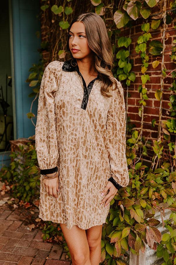 Impressions Chardonnay And Candlelight Velvet Mini Dress In Iced Latte