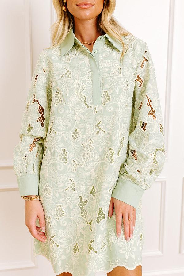 Impressions Chardonnay Toast Floral Embroidered Mini Dress