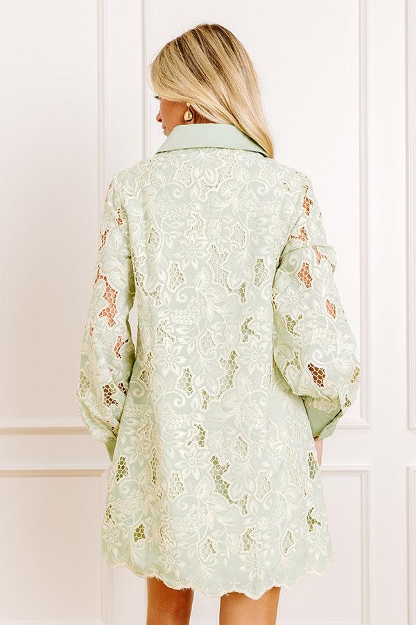 Impressions Chardonnay Toast Floral Embroidered Mini Dress