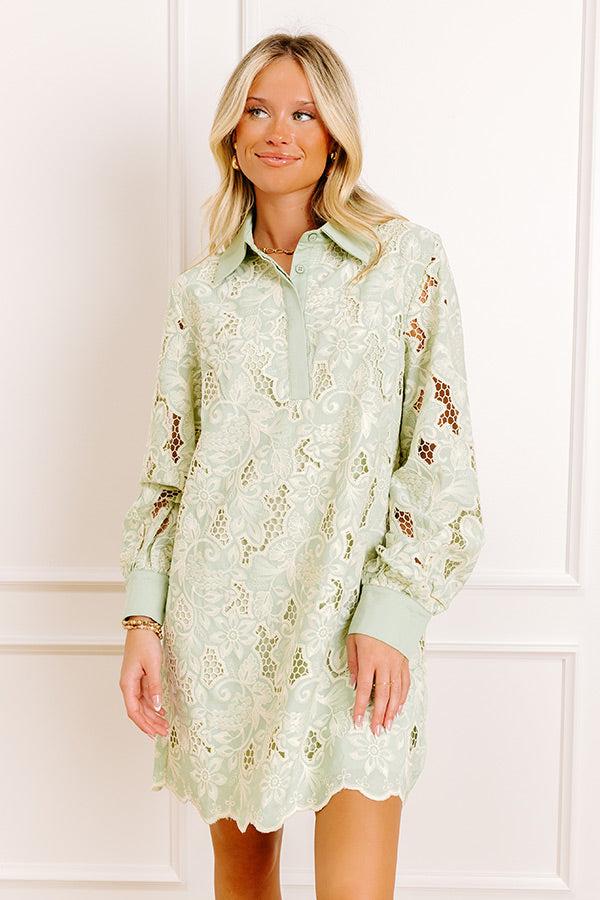 Impressions Chardonnay Toast Floral Embroidered Mini Dress