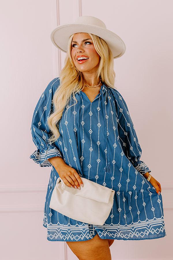 Impressions Charleston Stroll Embroidered Mini Dress In Riverside Curves