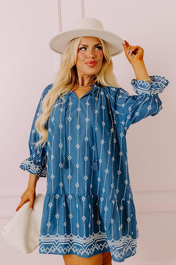 Impressions Charleston Stroll Embroidered Mini Dress in Riverside Curves