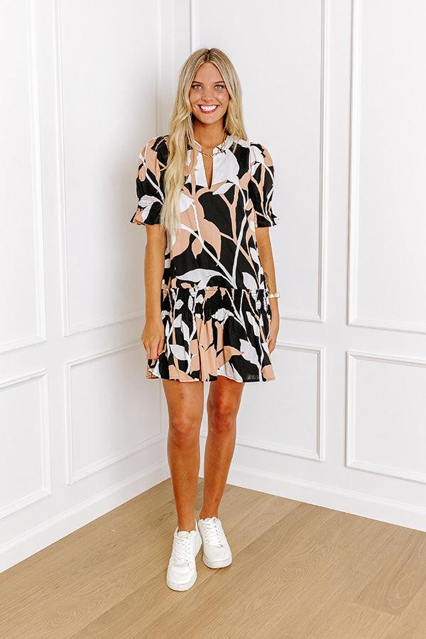 Impressions Charleston Trip Floral Mini Dress In Black