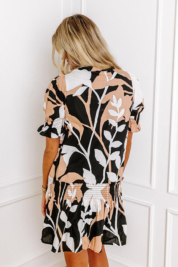 Impressions Charleston Trip Floral Mini Dress In Black
