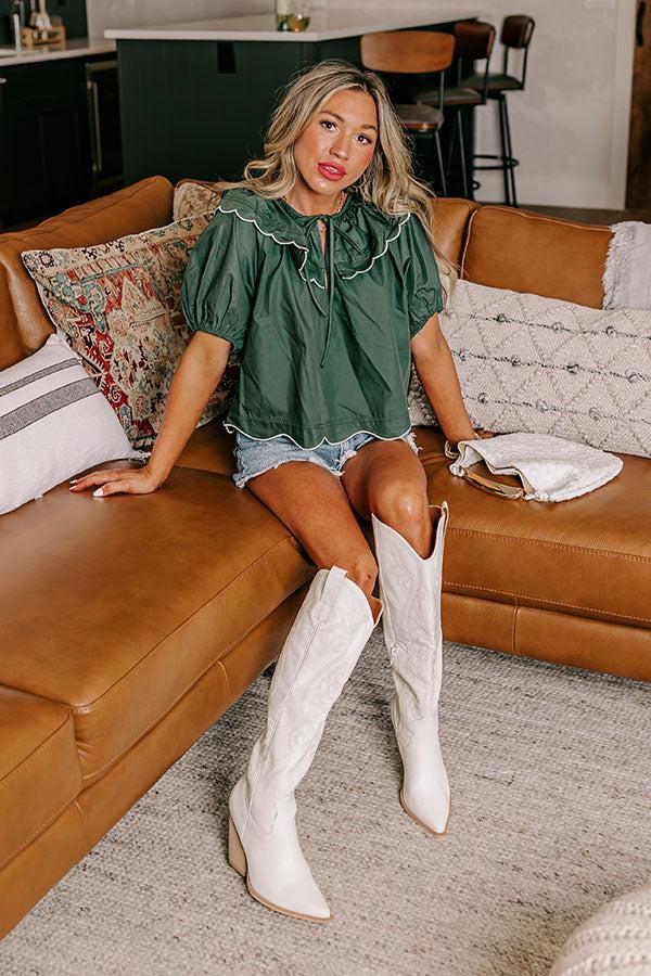 Impressions Charm and Charisma Scalloped Top in Hunter Green