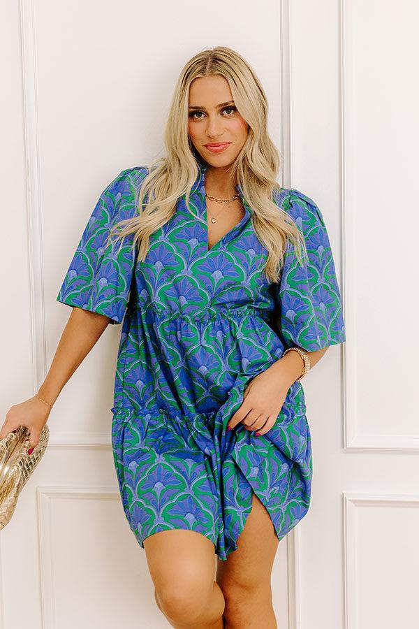 Impressions Charmed Feeling Floral Mini Dress In Periwinkle