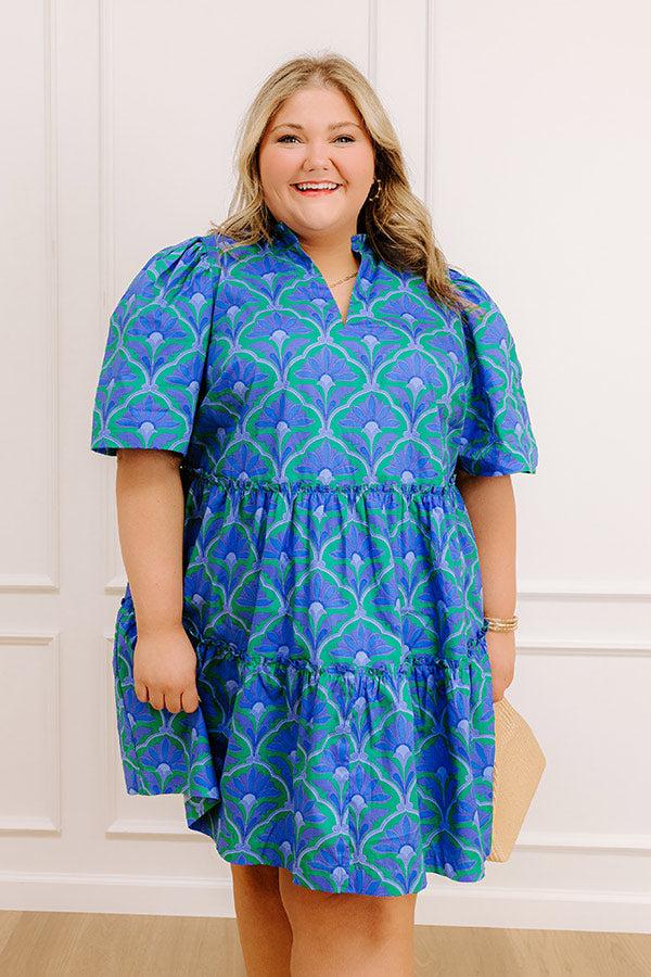 Impressions Charmed Feeling Floral Mini Dress In Periwinkle Curves