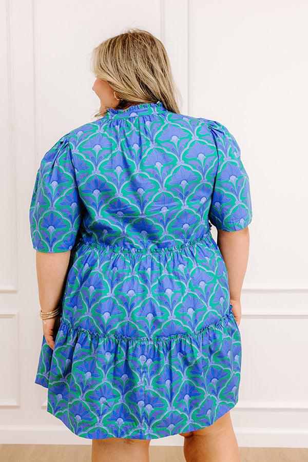 Impressions Charmed Feeling Floral Mini Dress In Periwinkle Curves