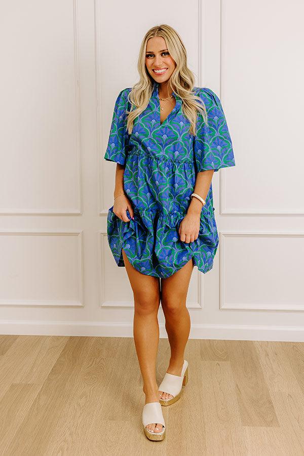 Impressions Charmed Feeling Floral Mini Dress In Periwinkle