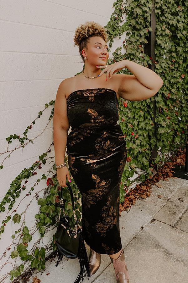 Impressions Charmed Moments Velvet Floral Maxi Dress Curves