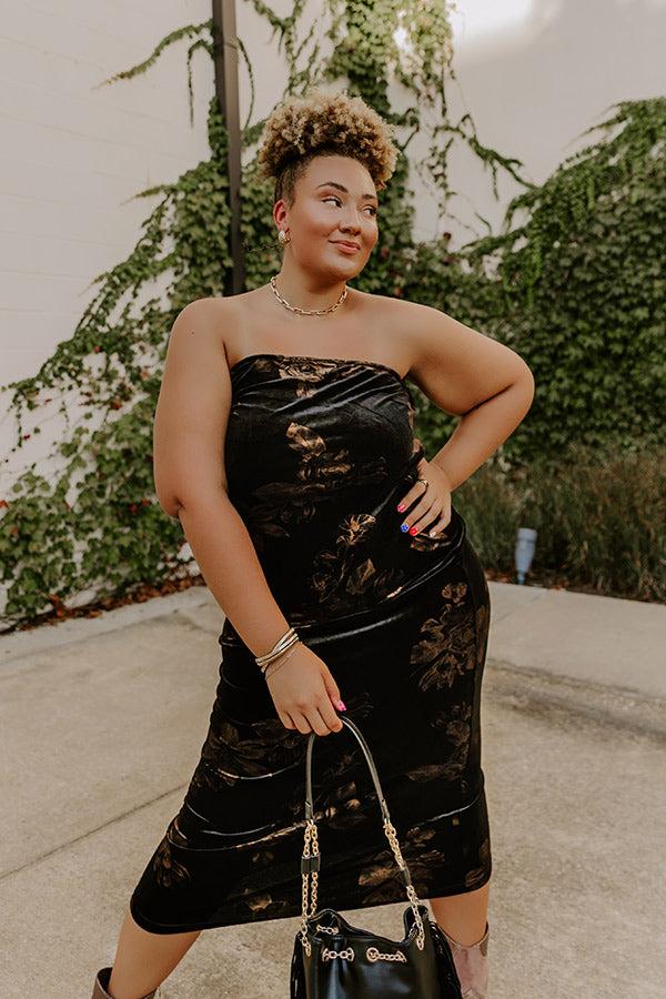 Impressions Charmed Moments Velvet Floral Maxi Dress Curves