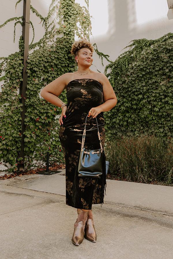 Impressions Charmed Moments Velvet Floral Maxi Dress Curves