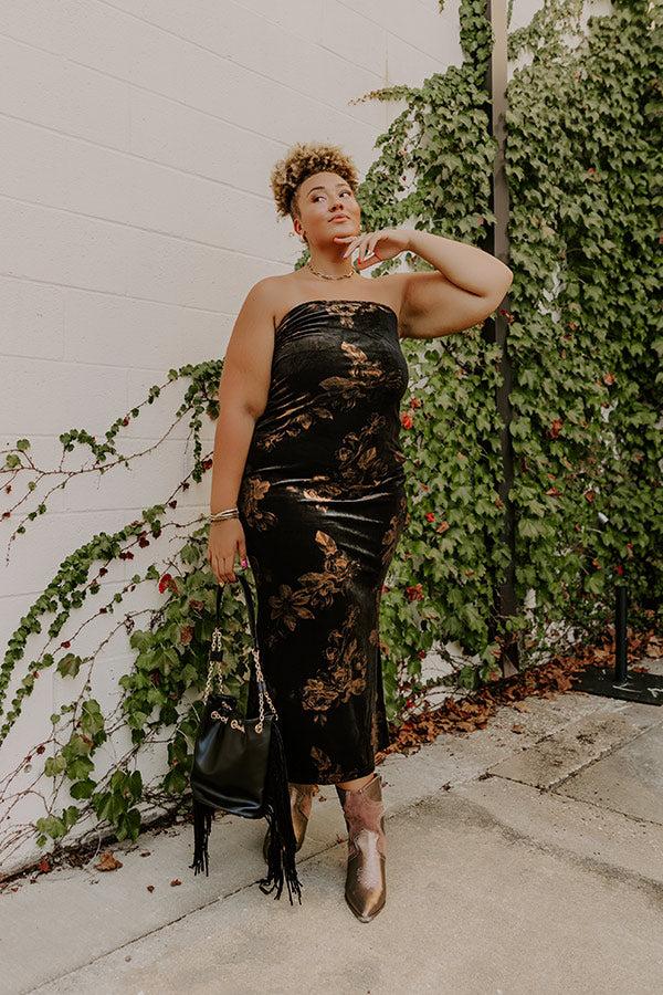 Impressions Charmed Moments Velvet Floral Maxi Dress Curves