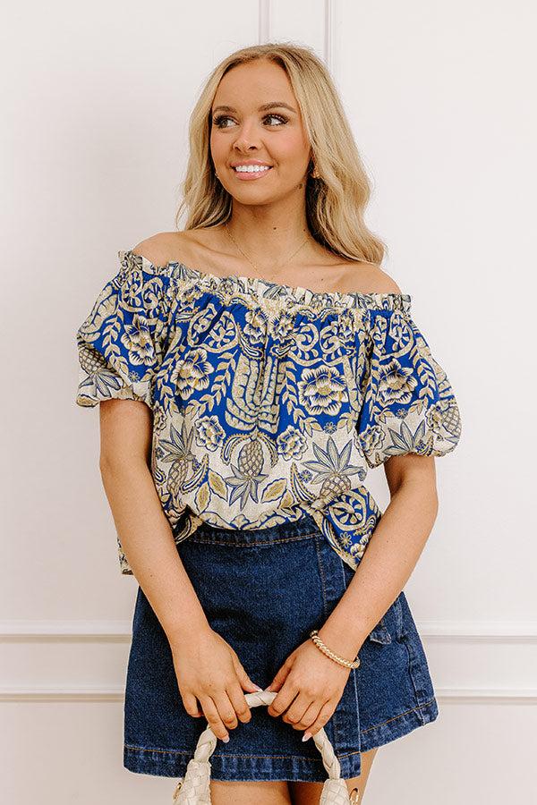 Impressions Charming Glance Off Shoulder Floral Top