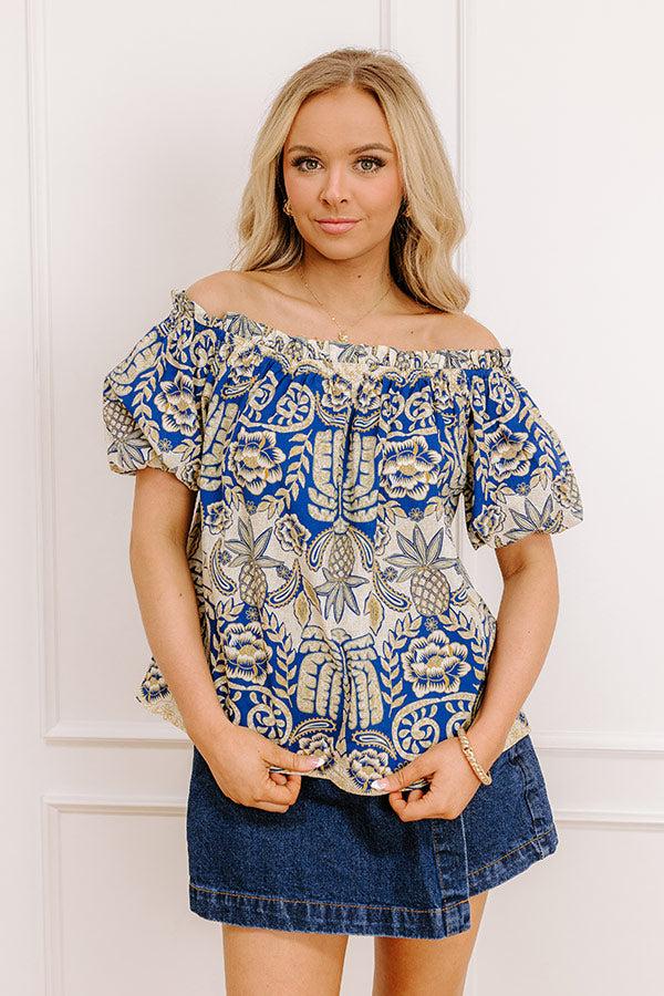 Impressions Charming Glance Off Shoulder Floral Top