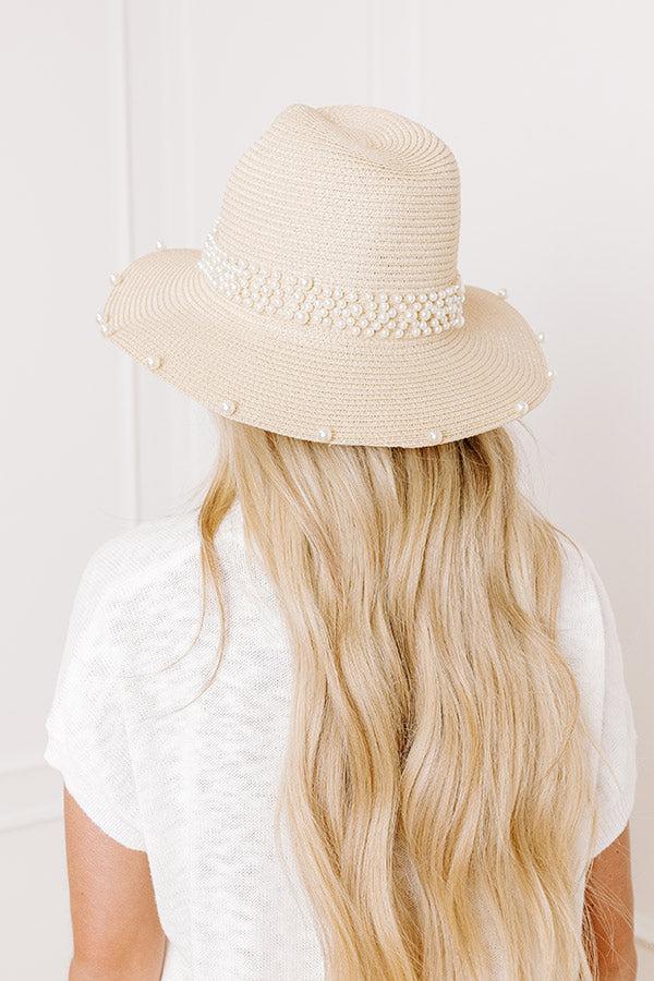 Impressions Charming Glance Pearl Embellished Raffia Woven Fedora