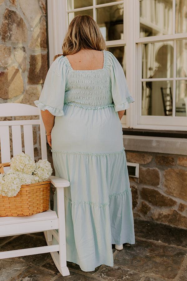 Impressions Charming Glance Tiered Maxi Dress In Mint Curves
