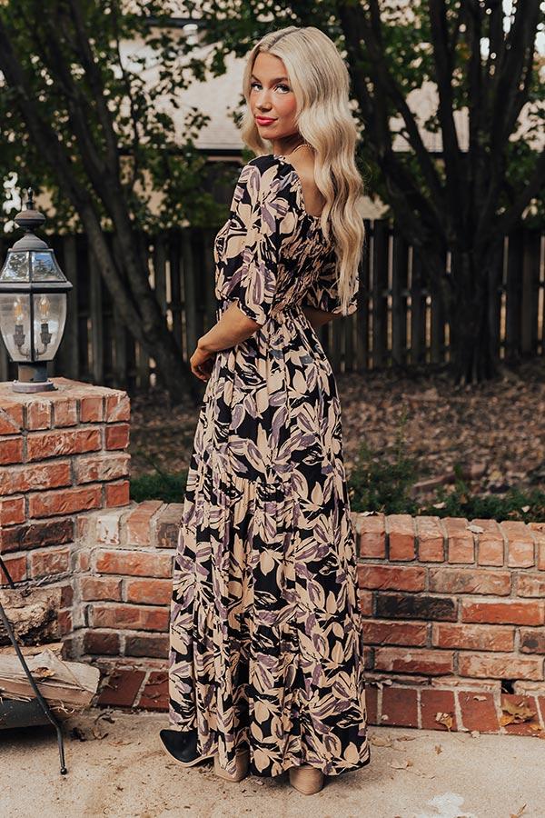 Impressions Charming Smile Floral Maxi Dress In Black