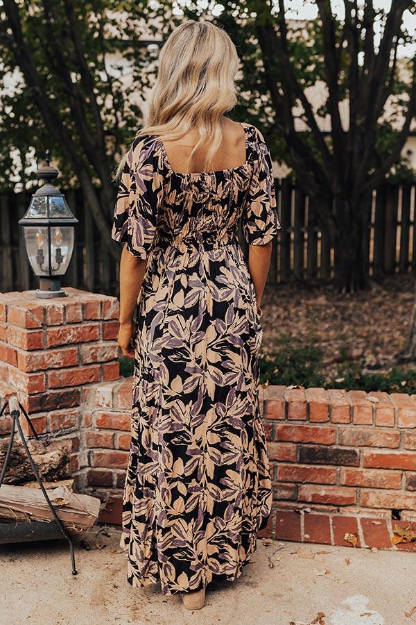 Impressions Charming Smile Floral Maxi Dress In Black