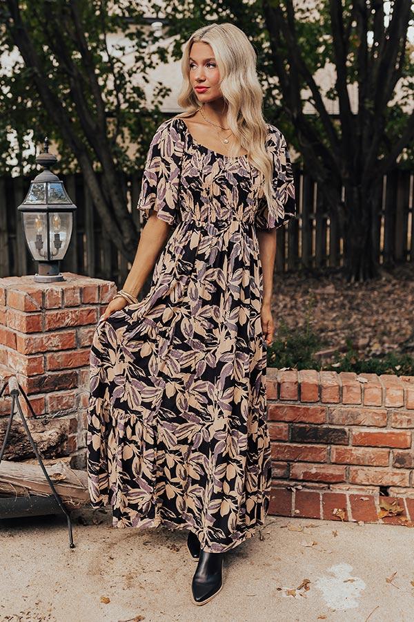 Impressions Charming Smile Floral Maxi Dress in Black