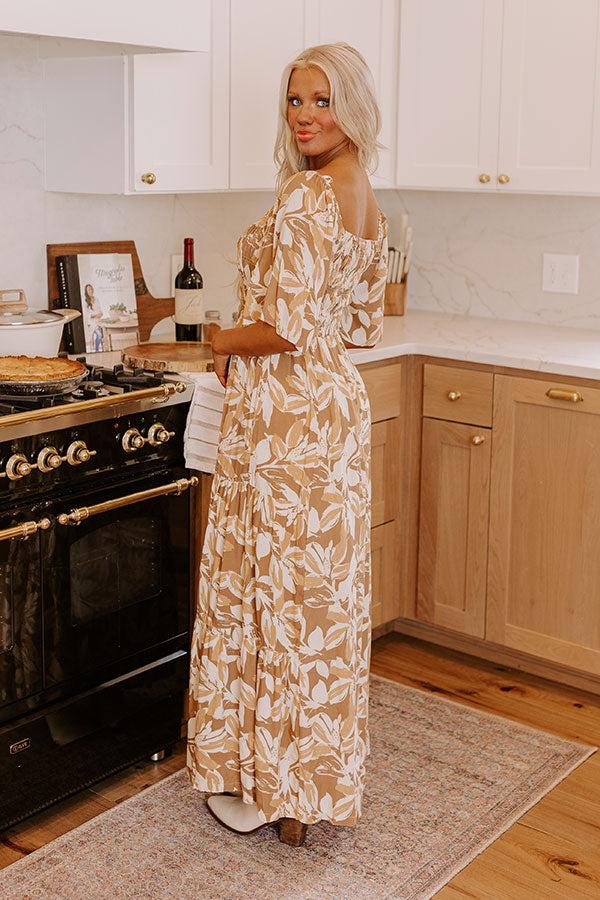 Impressions Charming Smile Floral Maxi Dress In Mocha