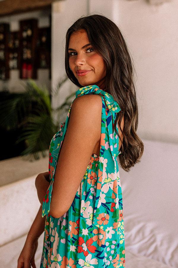 Impressions Chasing Sunshine Floral Maxi In Turquoise
