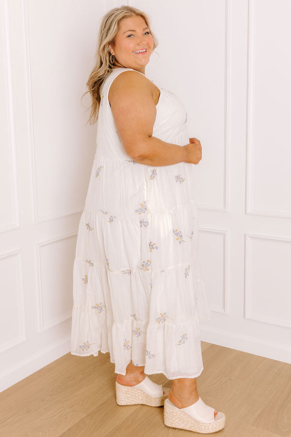 Impressions Chasing Wildflowers Embroidered Midi Dress Curves