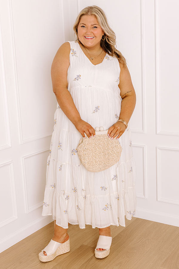 Impressions Chasing Wildflowers Embroidered Midi Dress Curves