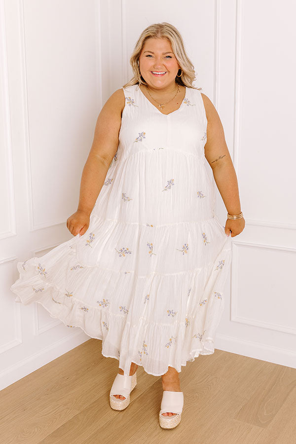Impressions Chasing Wildflowers Embroidered Midi Dress Curves