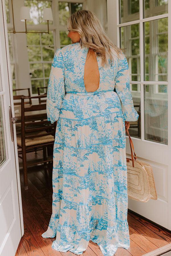 Impressions Chateau Chic Tiered Maxi Dress In Sky Blue Curves