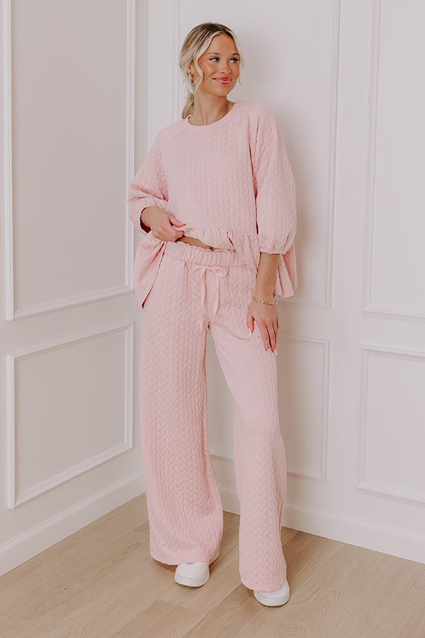 Impressions Chic A La Mode High Waist Knit Pants in Pink