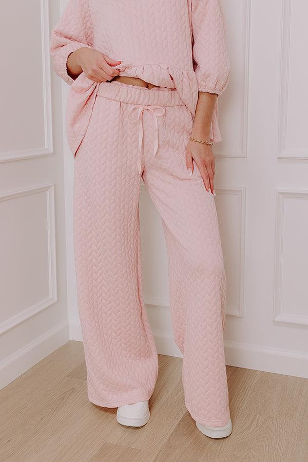 Impressions Chic A La Mode High Waist Knit Pants In Pink