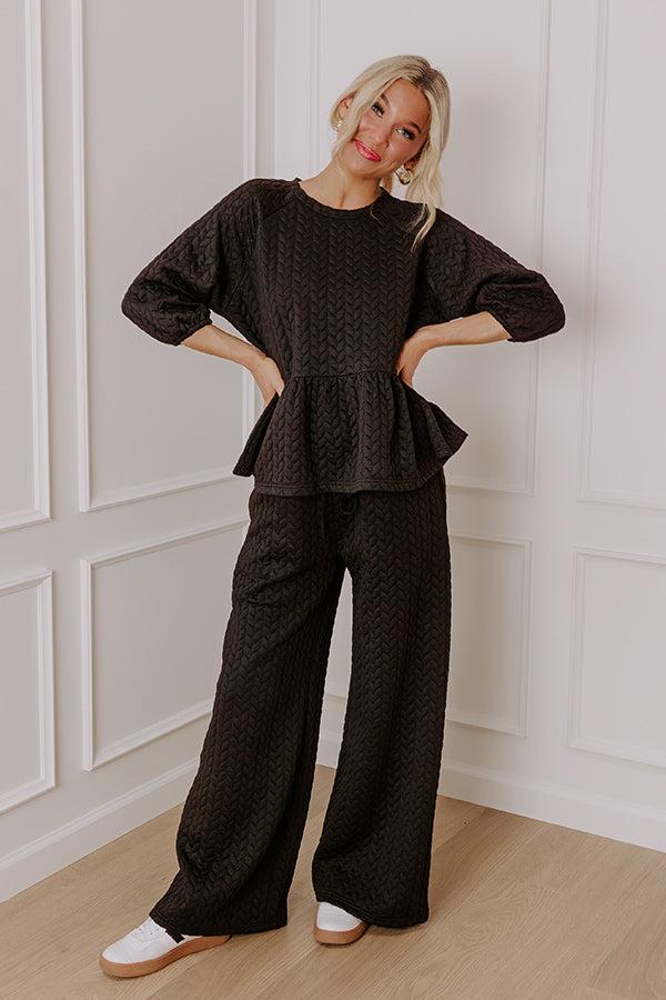 Impressions Chic A La Mode Knit Peplum Top in Black