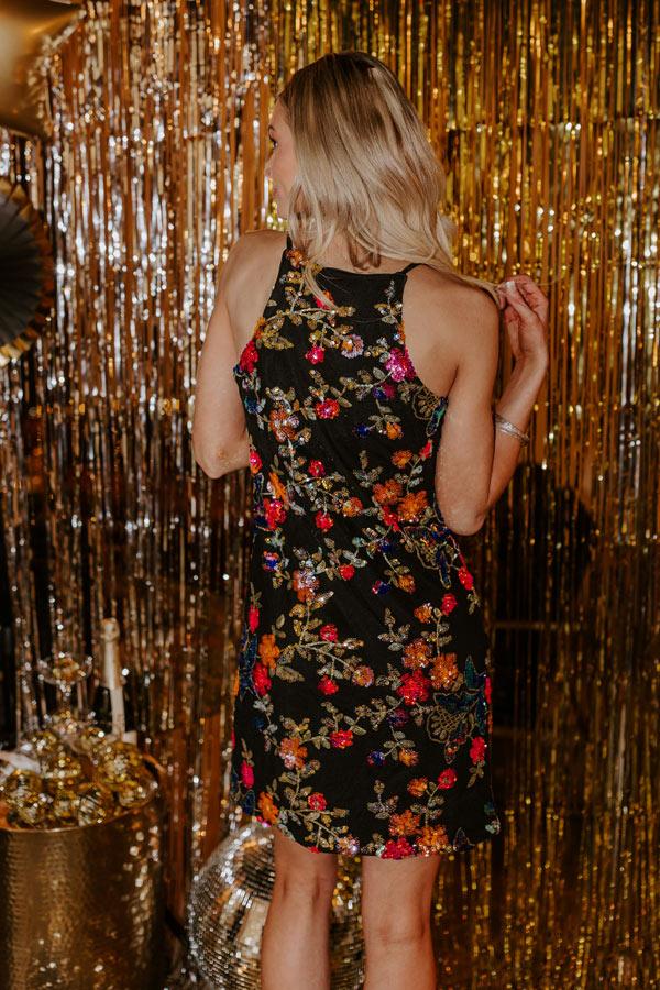 Impressions Chic And Sparkling Sequin Mini Dress In Black