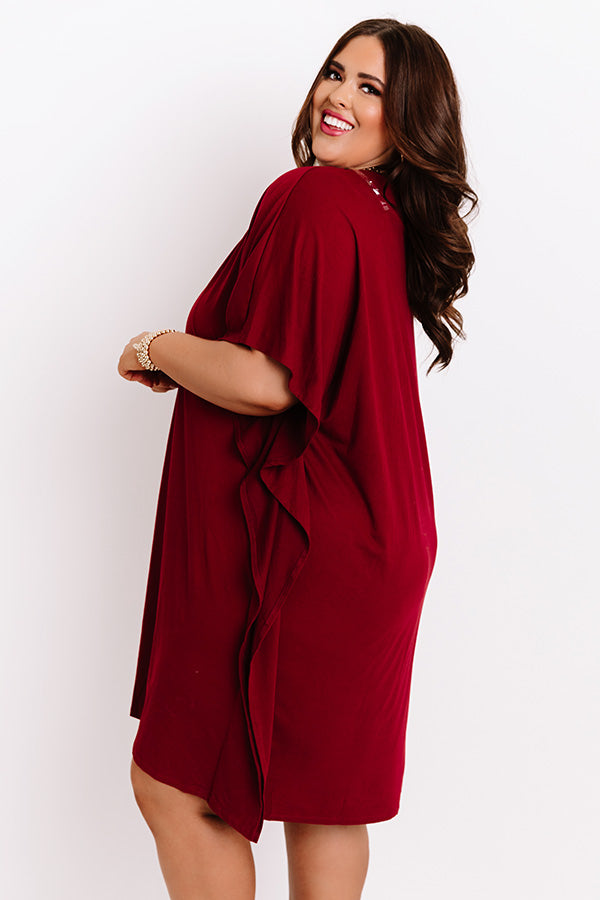 Impressions Chic Arrival Shift Dress In Wine Curves