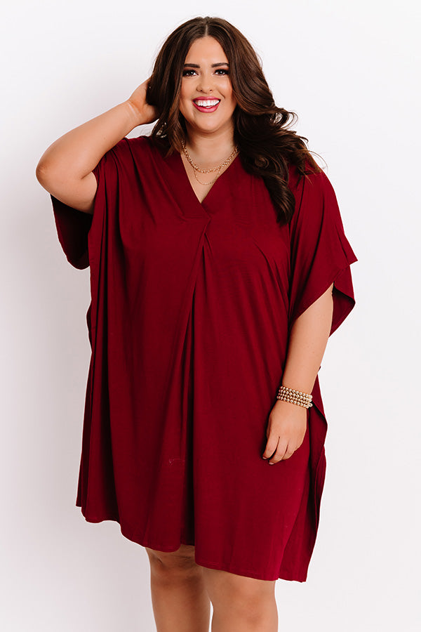 Impressions Chic Arrival Shift Dress In Wine Curves