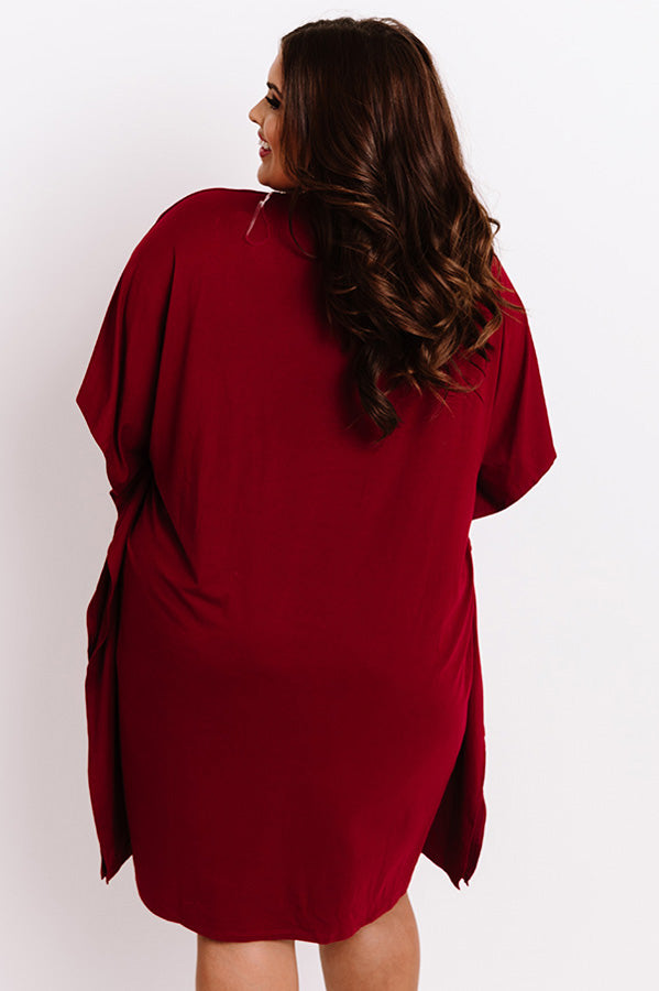 Impressions Chic Arrival Shift Dress In Wine Curves