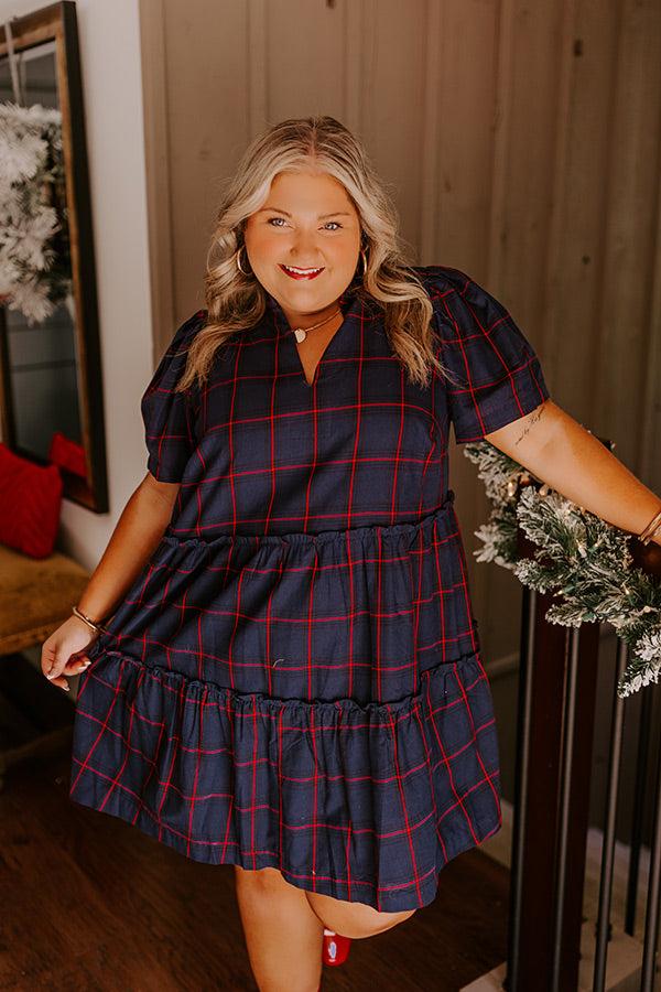 Impressions Chic Checkmate Babydoll Mini Dress Curves