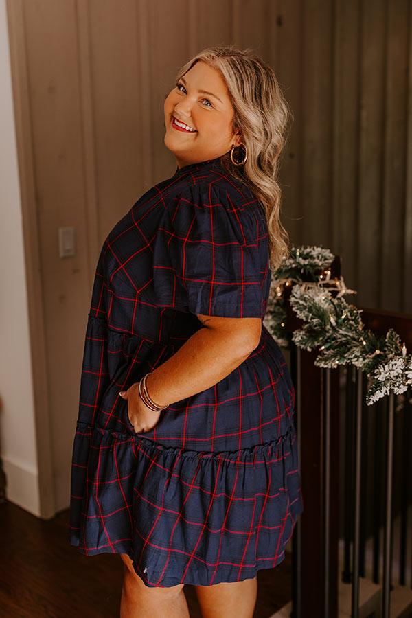 Impressions Chic Checkmate Babydoll Mini Dress Curves