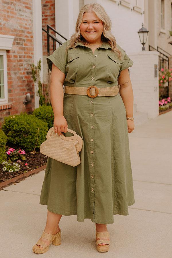 Impressions Chic Cityscape Button Down Midi Dress Curves