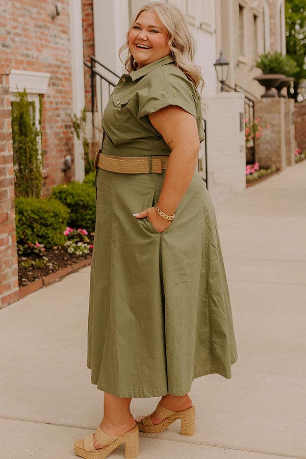 Impressions Chic Cityscape Button Down Midi Dress Curves