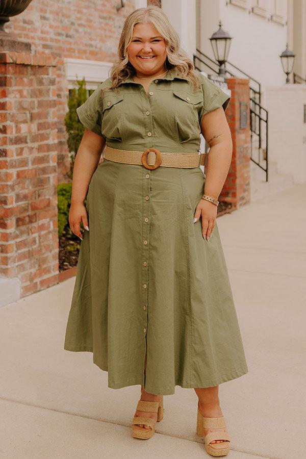 Impressions Chic Cityscape Button Down Midi Dress Curves