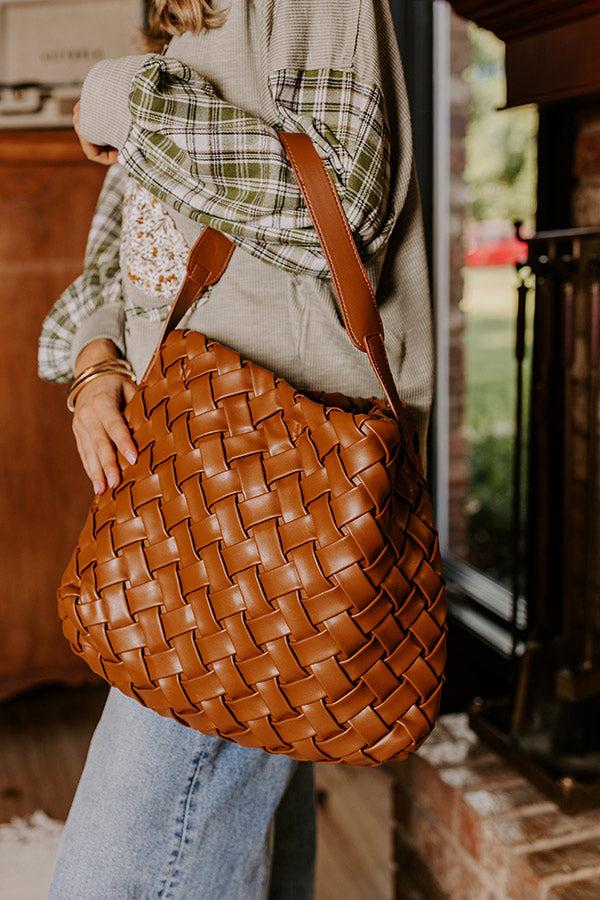 Impressions Chic Cityscape Faux Leather Woven Tote in Brown