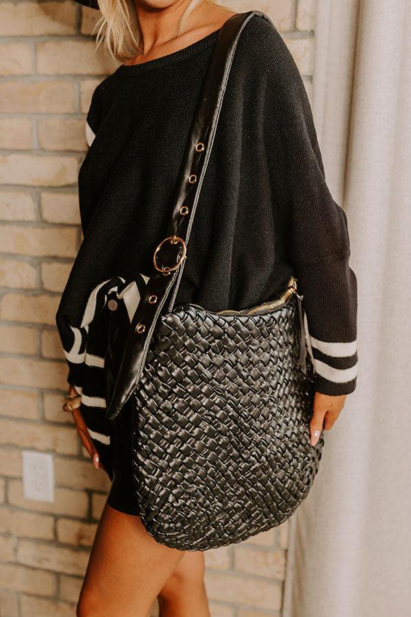Impressions Chic Feeling Faux Leather Woven Tote In Black