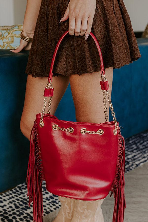 Impressions Chic Moment Faux Leather Fringe Purse In Red