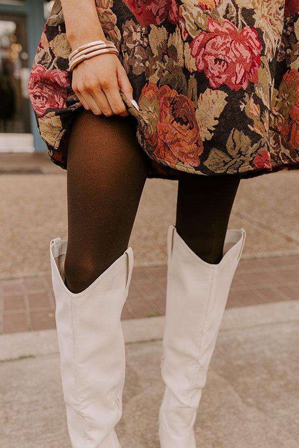 Impressions Chic Moment High Waist Opaque Tights in Dark Chocolate