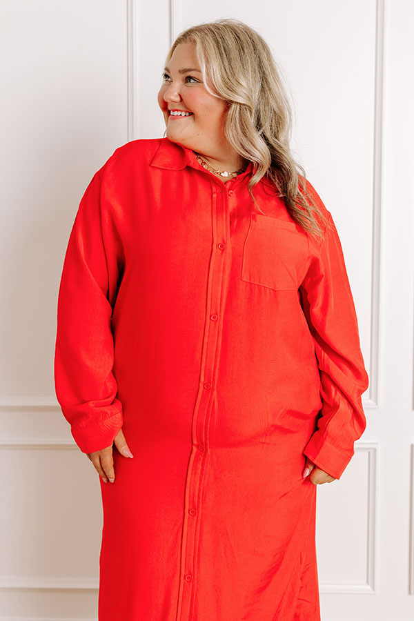 Impressions Chic Vibes Button Down Midi Dress Curves