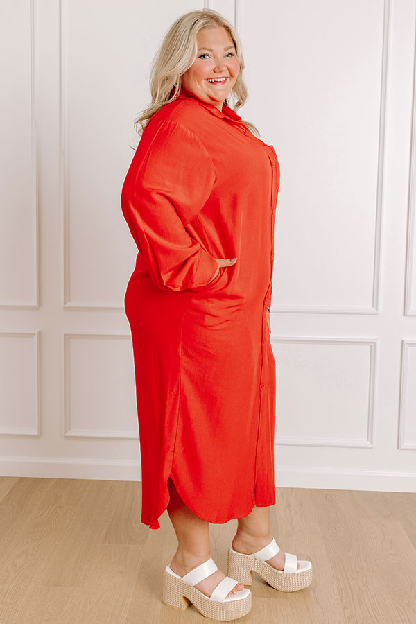 Impressions Chic Vibes Button Down Midi Dress Curves