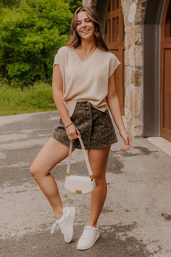 Impressions Chic Vibes Knit Vest Top In Light Beige