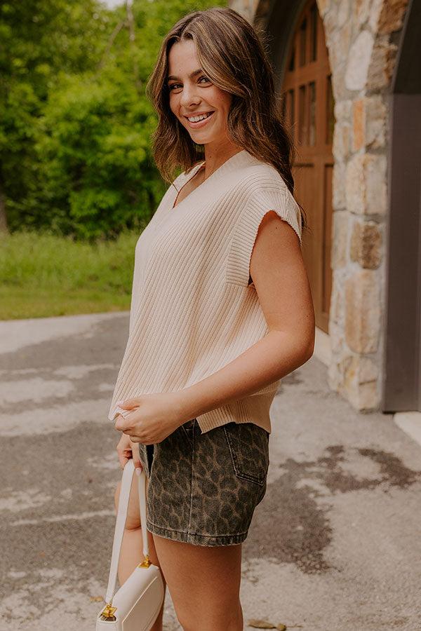 Impressions Chic Vibes Knit Vest Top In Light Beige